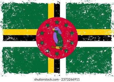 Dominica flag grunge distressed style