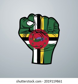 Dominica Flag with Hand Design isolated on white background. Vector illustration