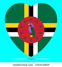 Dominica Flag In Heart Shape Vector illustration. EPS10