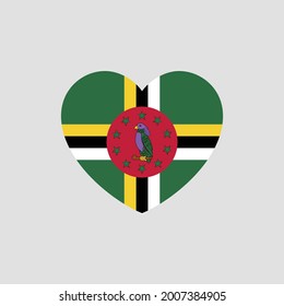 Dominica flag in heart shape vector love Dominica