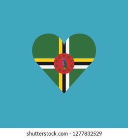 Dominica flag icon in a heart shape in flat design. Independence day or National day holiday concept.