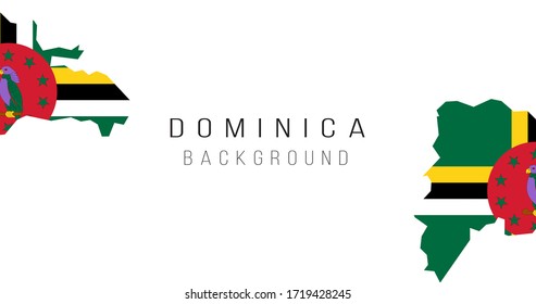 Dominica flag map background. The flag of the country in the form of borders. Stock vector illustration isolated on white background.