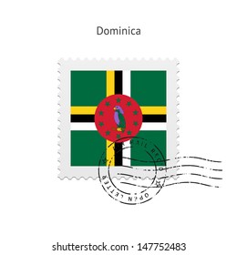 Dominica Flag Postage Stamp on white background. Vector illustration.