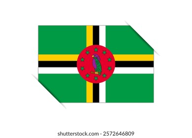 Dominica flag - rectangle colorful flag representing a country cultural identity and heritage. The essence of national pride and unity. Attached by the corners in a paper album