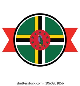 Dominica flag in round button of icon. flag logo of Dominica emblem isolated on white background, Dominica national concept sign, Vector illustration.