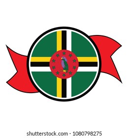 Dominica flag in round button of icon. flag logo of Dominica emblem isolated on white background, Dominica national concept sign, Vector illustration.