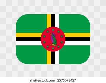 Dominica flag - rounded rectangle colorful flag representing a country cultural identity and heritage. The essence of national pride and unity. Vector flag on transparent background.