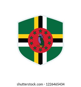 Dominica flag. Dominica shield flag.