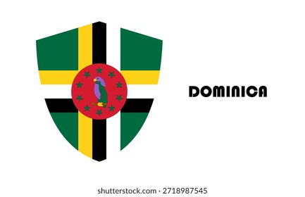 Bandera de Dominica en forma de escudo (insignia)