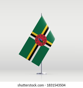 Dominica flag state symbol isolated on background national banner. Greeting card National Independence Day of the Commonwealth of Dominica. Illustration banner with realistic state flag.