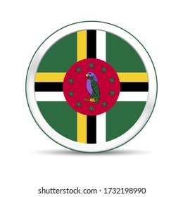 Dominica flag vector in button design. Eps 10 vector illustration.
