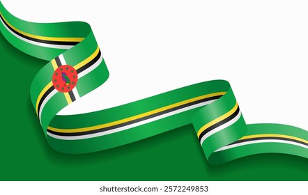 Dominica flag wavy abstract background. Vector illustration.