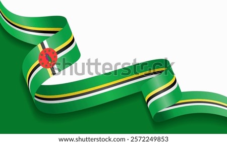 Dominica flag wavy abstract background. Vector illustration.