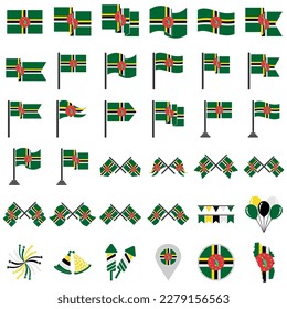 Dominica flags icon set, Dominica independence day icon set vector sign symbol