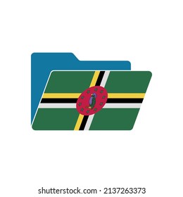 Dominica. Icono de carpeta con la bandera Dominica. Iconos de carpetas vectoriales con marcas. Aislado sobre fondo blanco