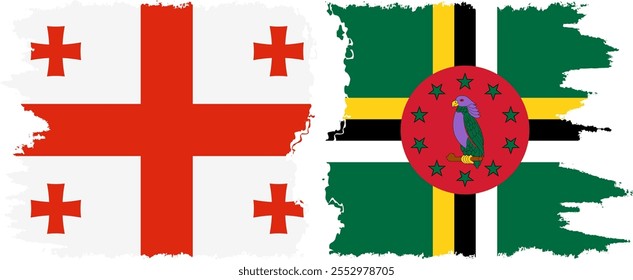 Dominica and Georgia grunge flags connection, vector