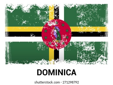 Dominica grunge flag isolated vector in official colors and Proportion Correctly. country's name label in bottom