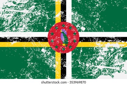 Dominica Grunge Texture Flag. Grunge effect can be cleaned easily.
