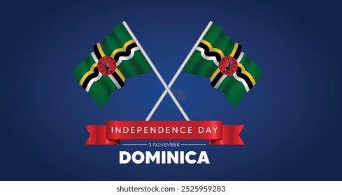 Dominica Independence Day 3 November waving flag vector poster