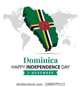 Dominica Independence Day, 3d rendering Dominica Independence Day illustration with 3d map and flag colors theme