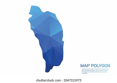 Mapa de Dominica Resumen Gradiente geométrico triangular de bajo estilo de polo gráfico sobre fondo blanco
