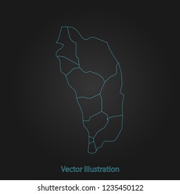 Dominica map - Abstract mash line and point scales on dark background with Dominica. flat design style, clean and modern. Vector Illustration eps10