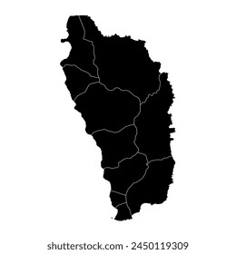 Dominica map with administrative divisions. Vector illustration.