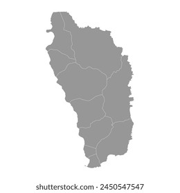 Dominica map with administrative divisions. Vector illustration.