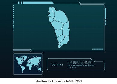 Dominica Map Futuristic  infographic Map element collection background