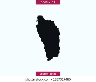 Dominica Map. High Detailed Silhouette Map In Soft Background - Vector.
