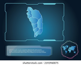 Dominica Map infographic technology blue Color element collection background