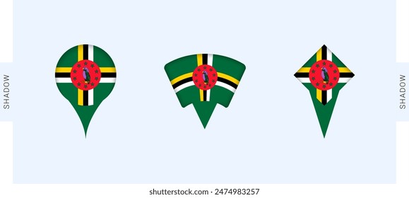 Dominica Map Markers Set. Perfect for projects related to Dominica, travel, geography, and international representation. Vector collection.