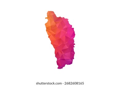 Mapa de Dominica - Ilustración vectorial de estilo polígono en degradado naranja y rosa, diseño geométrico de bajo poli, aislado sobre fondo blanco para infografías y Educación.