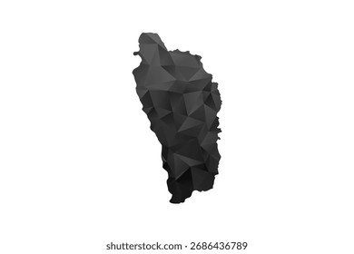 Mapa de Dominica - Ilustración vectorial de estilo polígono en degradado negro y gris, diseño geométrico de bajo poli, aislado sobre fondo blanco para infografías y Educación.