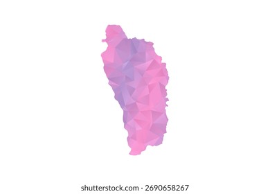 Mapa de Dominica - Ilustración vectorial de estilo polígono en degradado rosa y púrpura, diseño geométrico de bajo poli, aislado sobre fondo blanco para infografías y Educación.