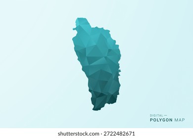 Dominica Karte - Polygon Stil Vektorgrafik in blau-grün Low Poly geometrischen Design, moderne minimale Silhouette.