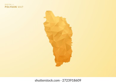 Dominica Map - Polygon style vector illustration in yellow and orange low poly geometric design, modern minimal silhouette, isolated for infographic.