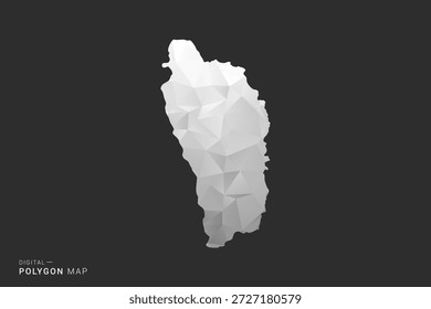 Mapa de Dominica - Ilustración vectorial de estilo polígono en diseño geométrico de bajo poli negro, gris y blanco, silueta mínima, aislado para infografía.
