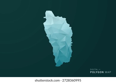 Dominica Mapa - Ilustración vectorial de estilo polígono en diseño geométrico de bajo poli verde y azul, silueta mínima limpia para infografía.
