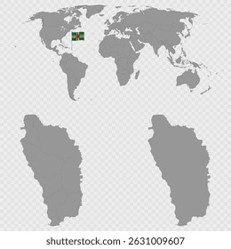 Mapa de Dominica com localização mundial.