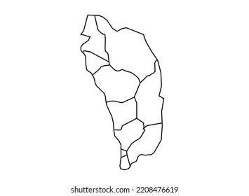 Dominica map shadow in minimal line outline thin shape isolated vector illustration