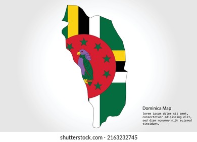 Dominica Map stripes. Vector illustration Color on White Backgound