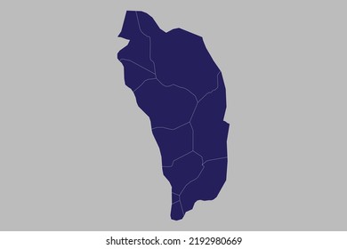 Dominica map vector, blue color, Isolated on gray background