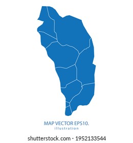 dominica map vector EPS.10 blue color. on white background .