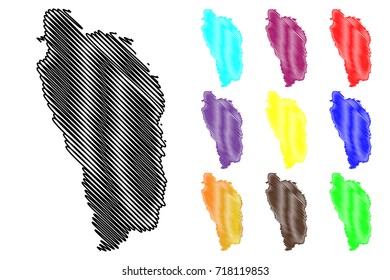 Dominica map vector illustration, scribble sketch Dominica island