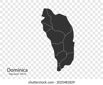 Dominica map vector, isolated on transparent background