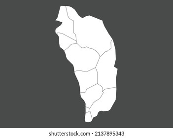 Dominica map vector, white color, Isolated on gray background