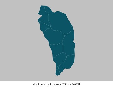Dominica map vector,isolated ocean blue color on gray background