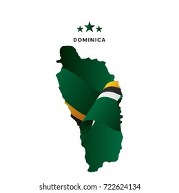 Dominica map with waving flag. Vector illustration.