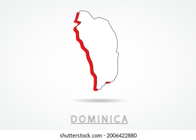 Dominica Map - World Map International vector template with red and outline graphic sketch style isolated on white background - Vector illustration eps 10